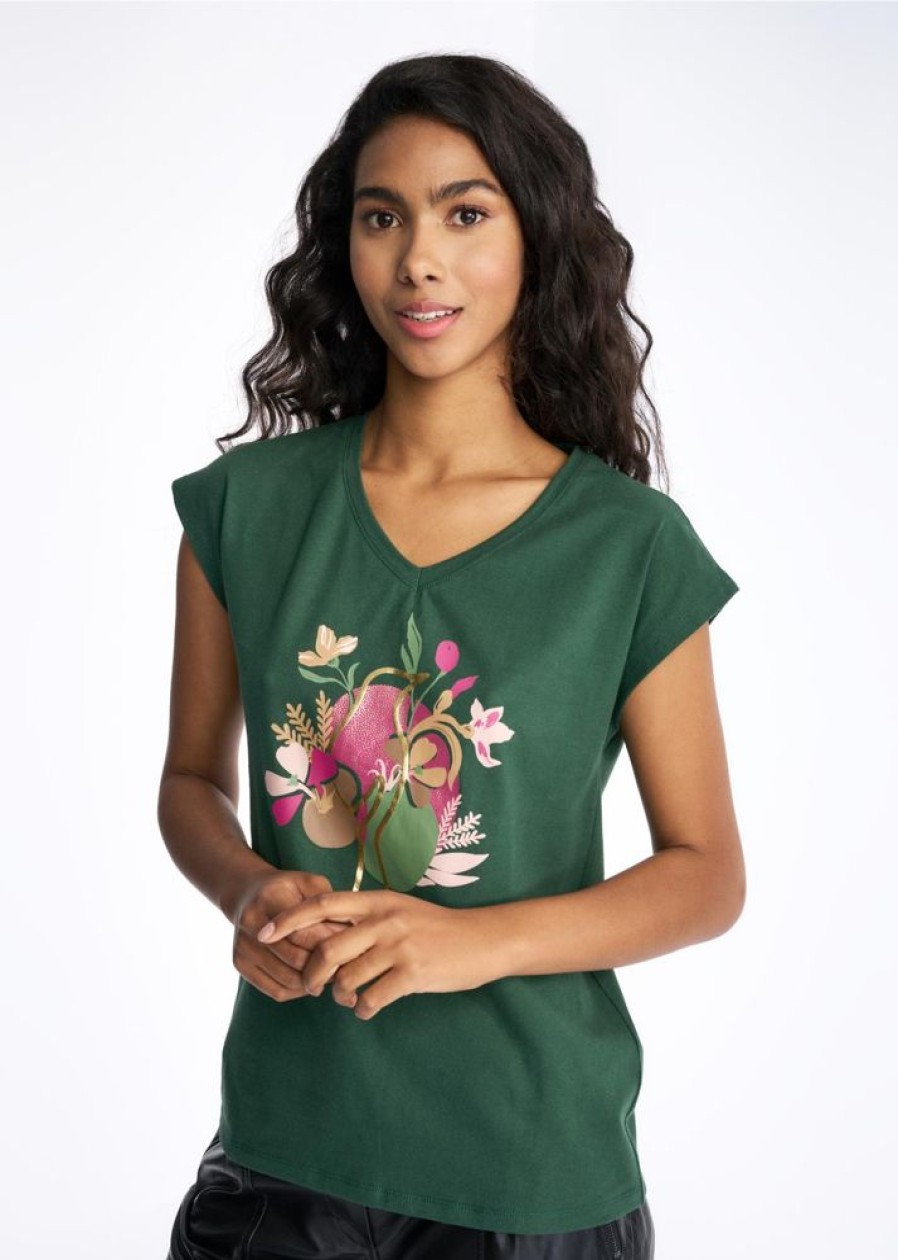 Ona OCHNIK T-Shirty | Zielony T-Shirt Damski W Serek