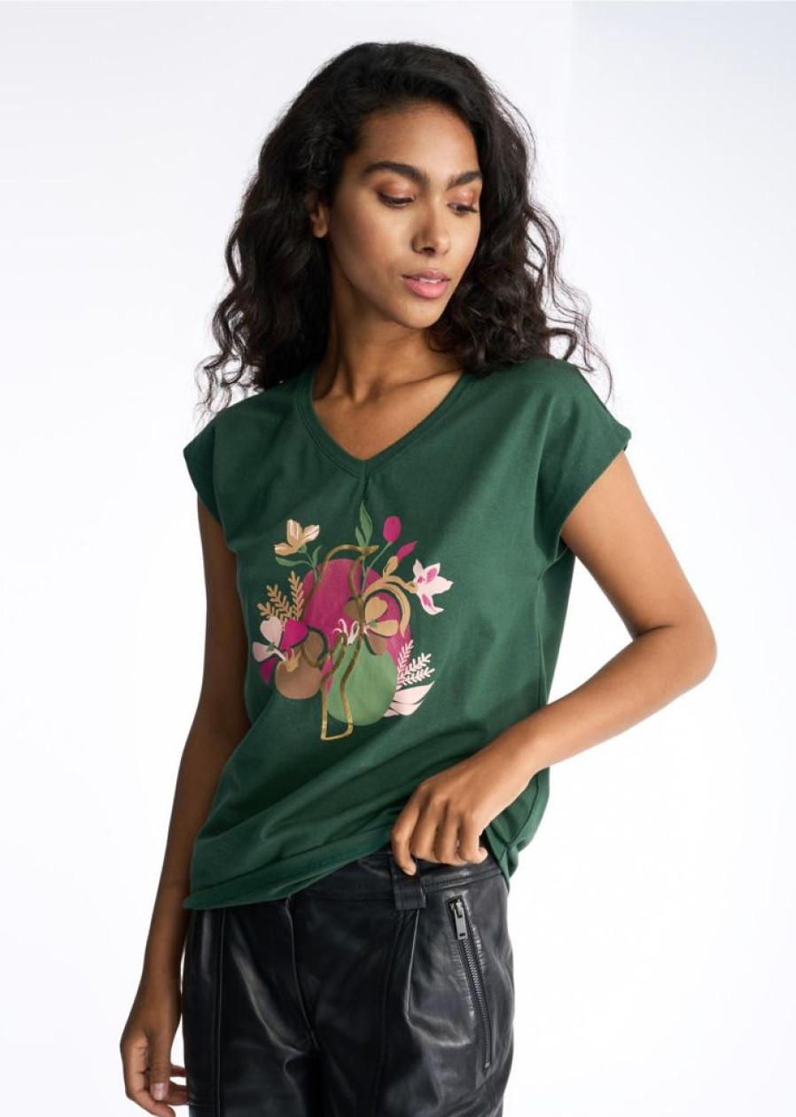 Ona OCHNIK T-Shirty | Zielony T-Shirt Damski W Serek