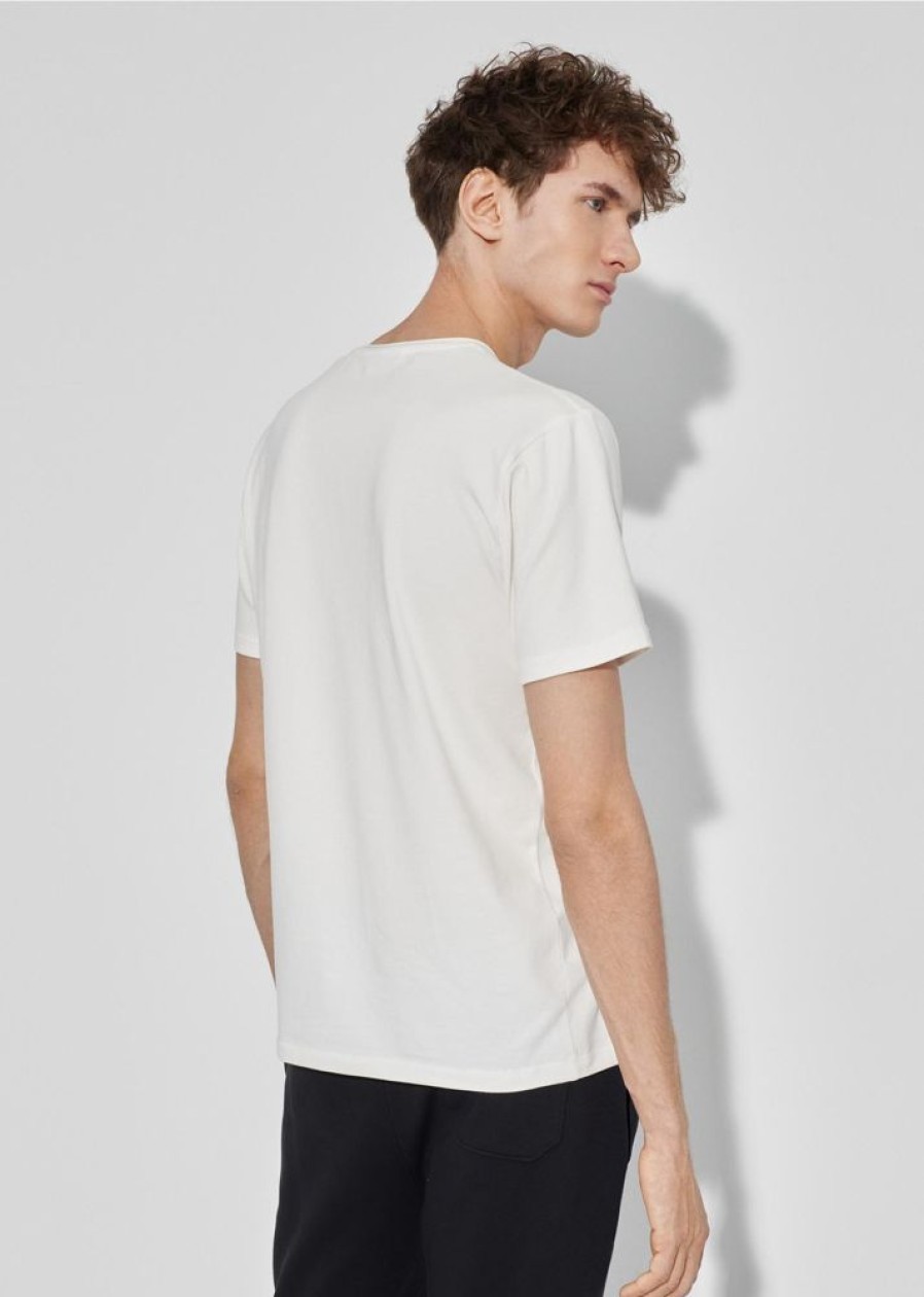 On OCHNIK T-Shirty | Kremowy T-Shirt Meski Z Printem