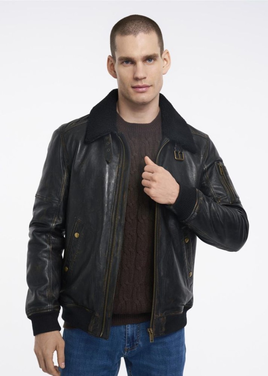 On OCHNIK Kurtki Skorzane | Kurtka Skorzana Meska W Stylu Bomber Jacket